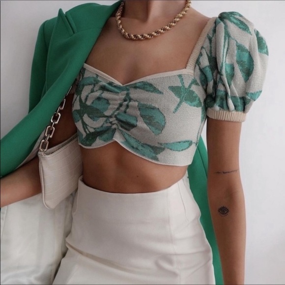 NWT leaf Zara cropped knit top - Picture 7 of 16